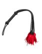 8278 Leather Stranded Braided Whip with Red Feathers
